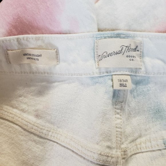Universal Thread Womens Vintage Straight Jeans Sz 18 White Pink High Rise - Picture 6 of 7
